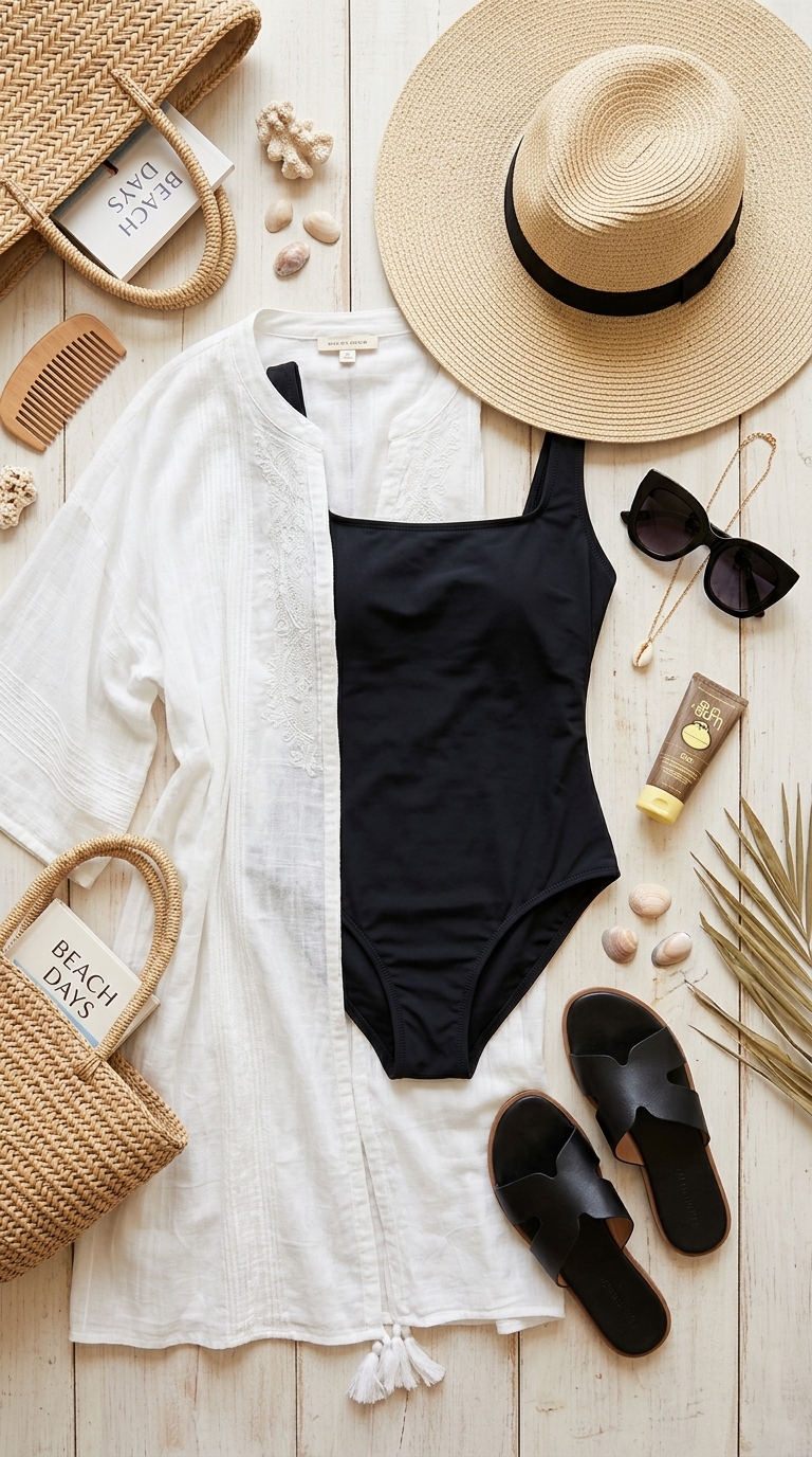 9. Classic Swimsuit & Sheer Cover-Up