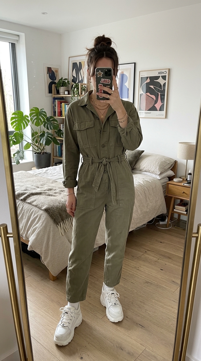 9. Jumpsuit & Sneakers for One-and-Done Style