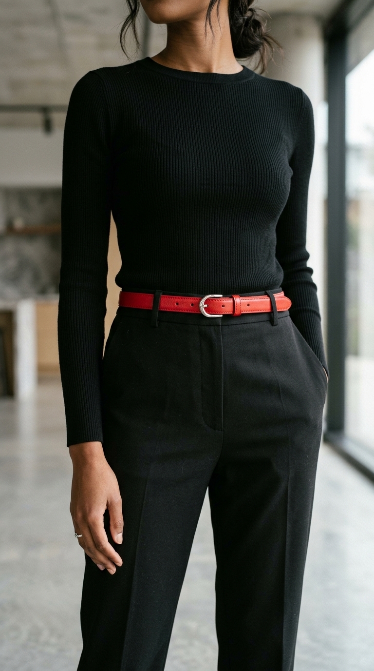 9. Red Belt on a Monochromatic Outfit