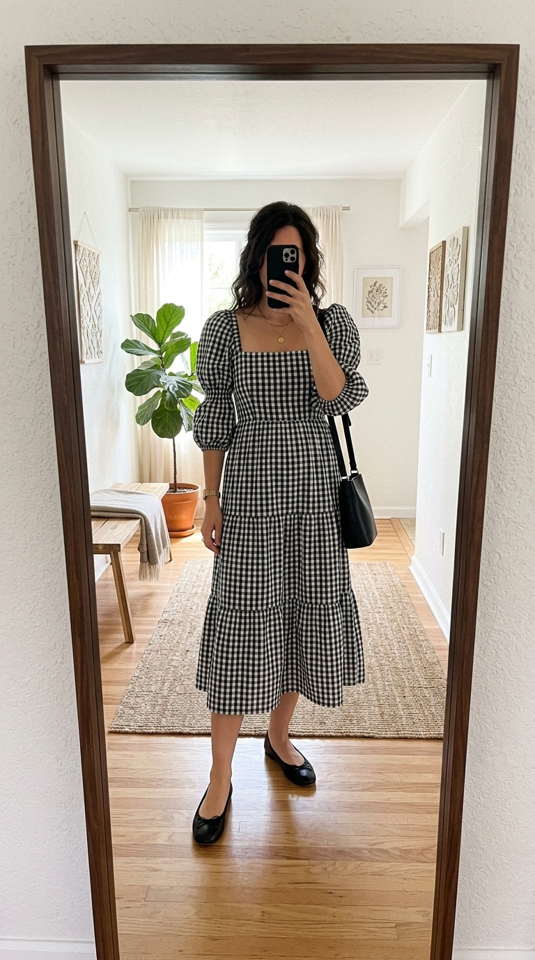 9. The Sweet Gingham Midi Dress