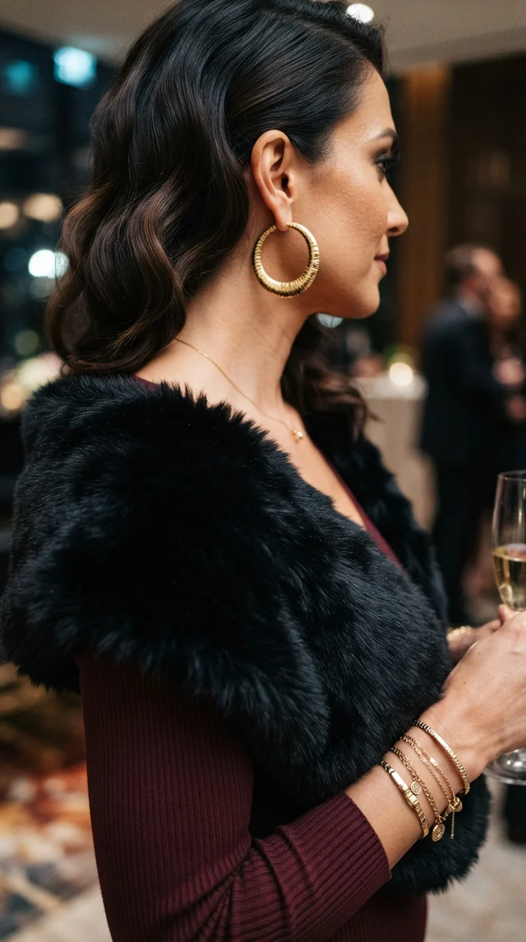 10. Luxe Accessories_ Faux Fur & Gold Hoops