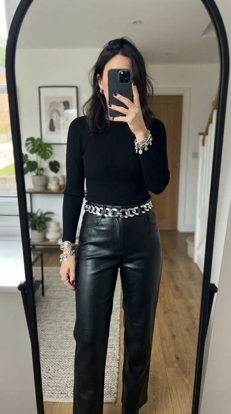 9. Sleek Leather & Silver Accents