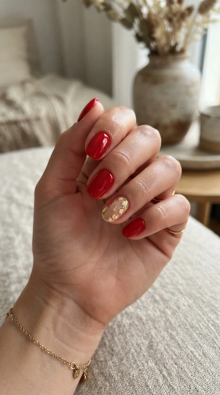 Accent Nail with Gold Flake Overlay