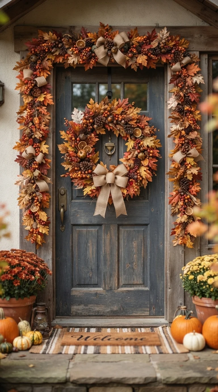 Handmade Fall Wreath and Garland