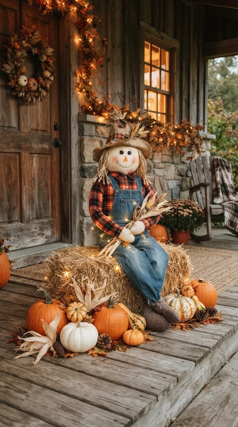 Hay Bale and Scarecrow Scene