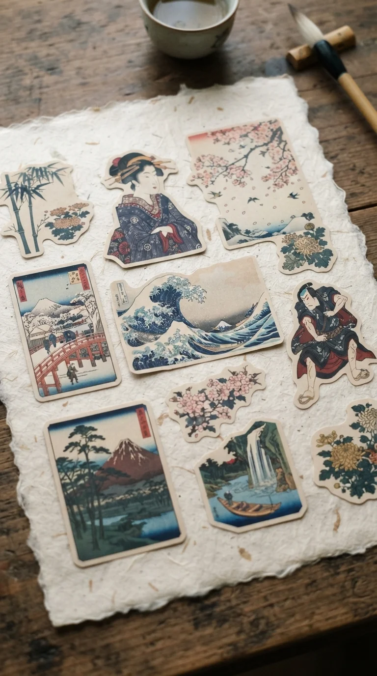 Japanese Ukiyo-e Woodblock Print Stickers