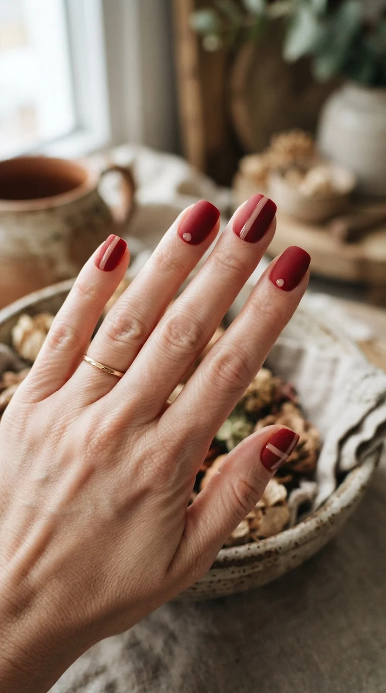 Matte Red with Glossy Nude Details