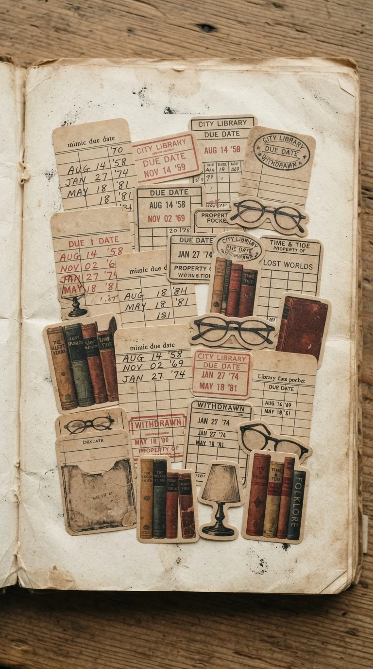 Old Library Card Catalog Stickers