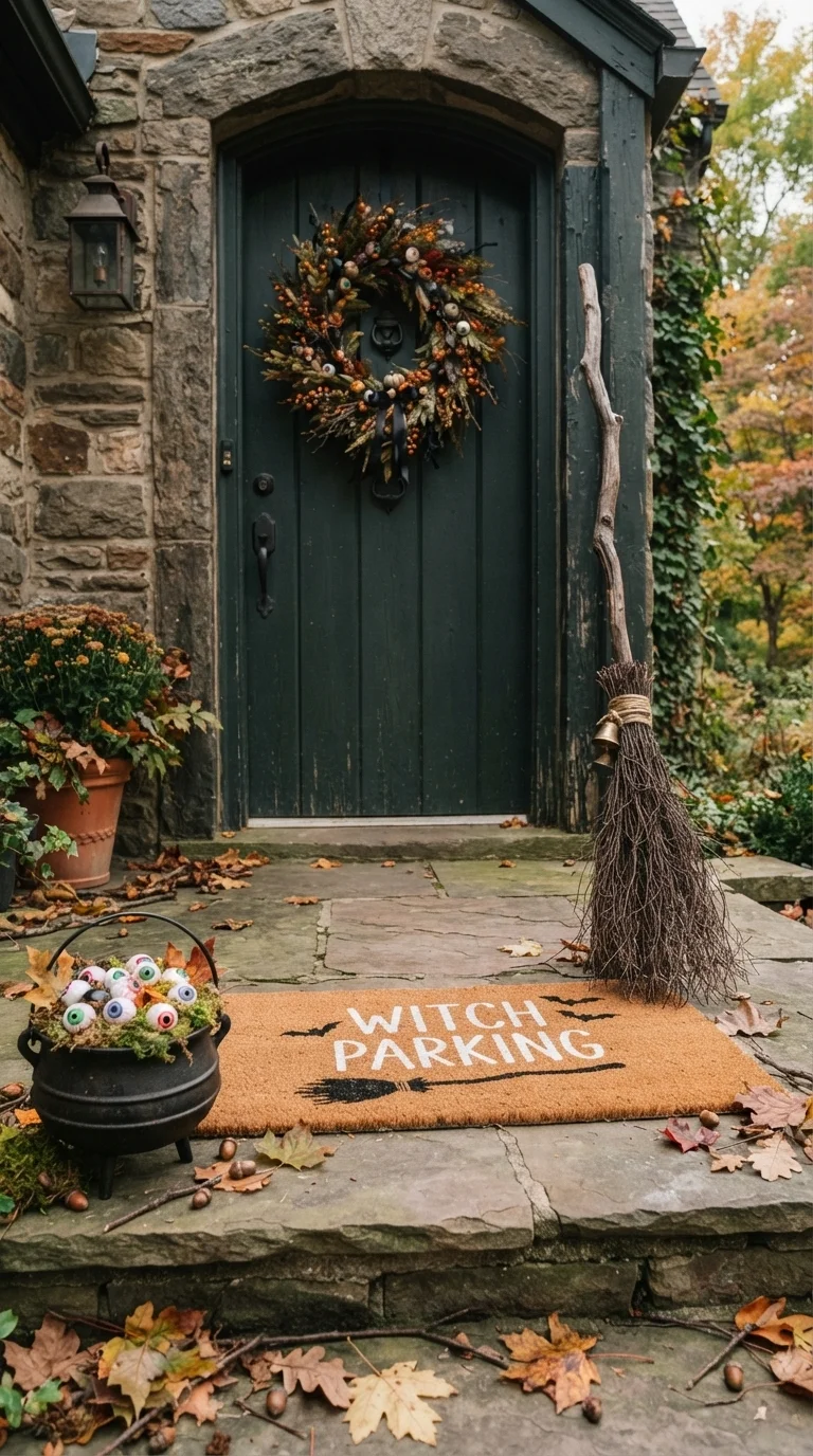 Witchy Welcome Mat and Broom