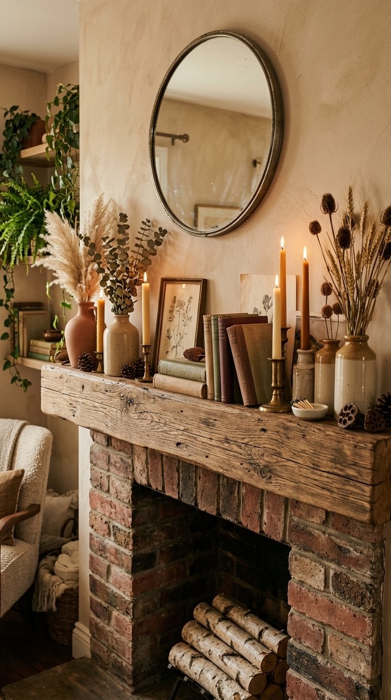 9 Rustic Wood Mantel Styling Ideas