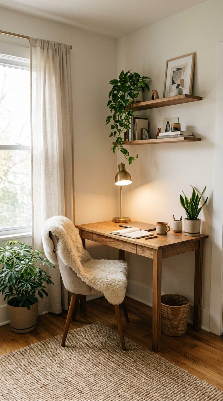 9 Small Desk Setup Ideas for a Warm Workspace