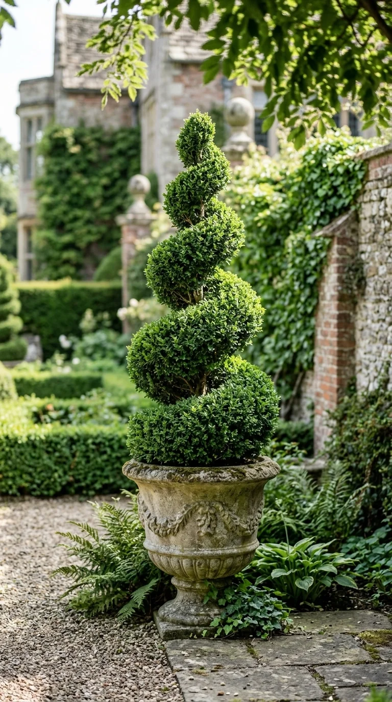 Architectural Evergreen Topiaries as Focal Points