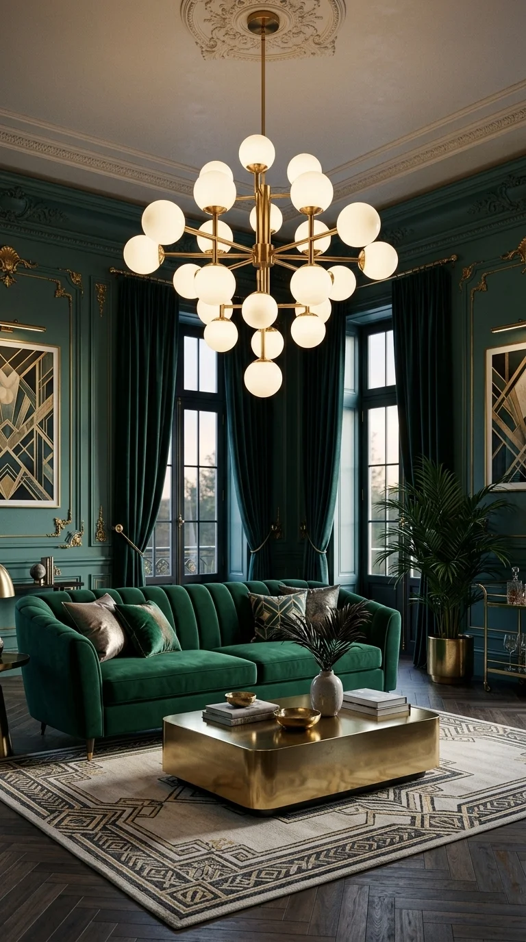 Art Deco Brass and Opal Glass