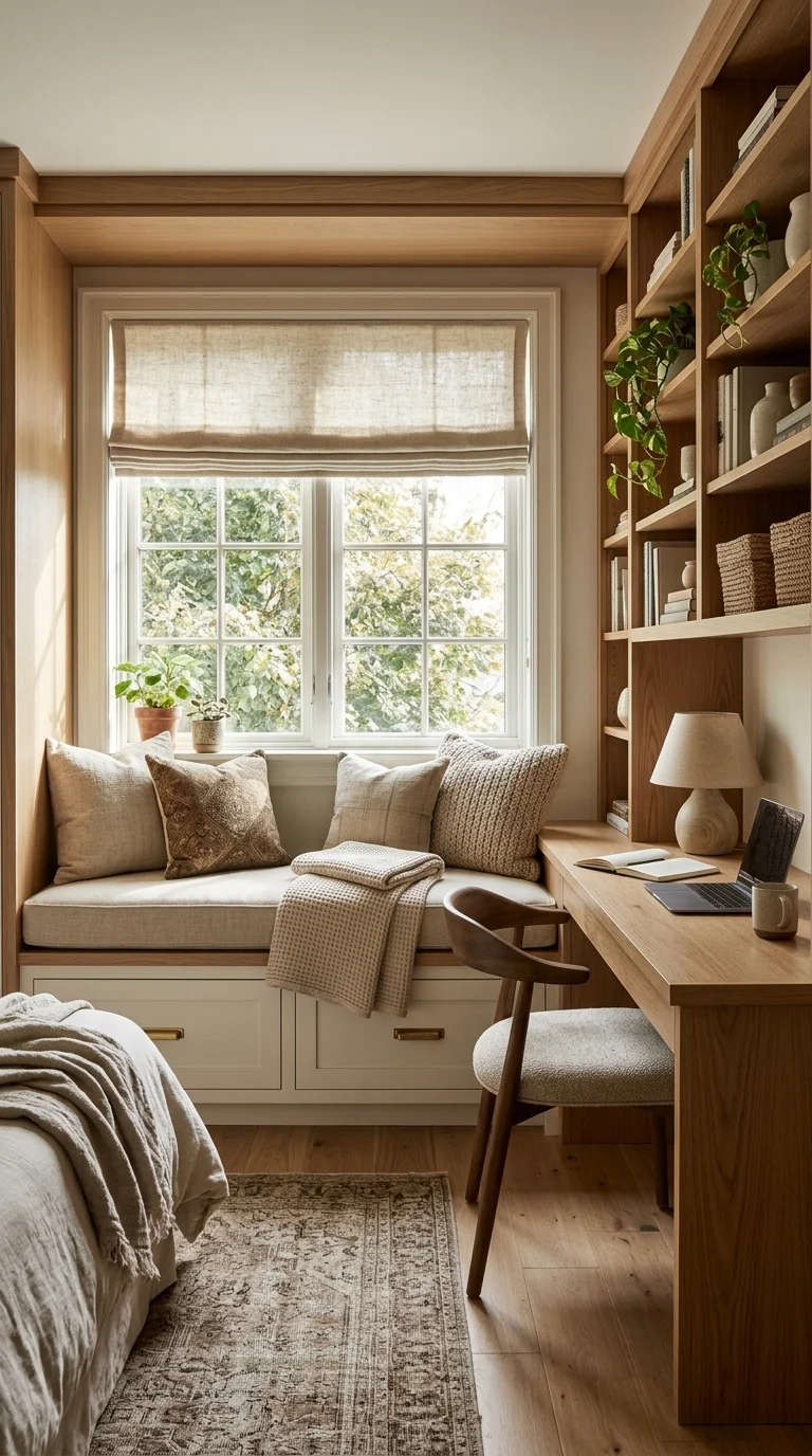 Built-in Desk and Seating Combination
