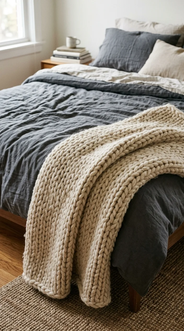 Chunky Knit Throw Blanket Layer
