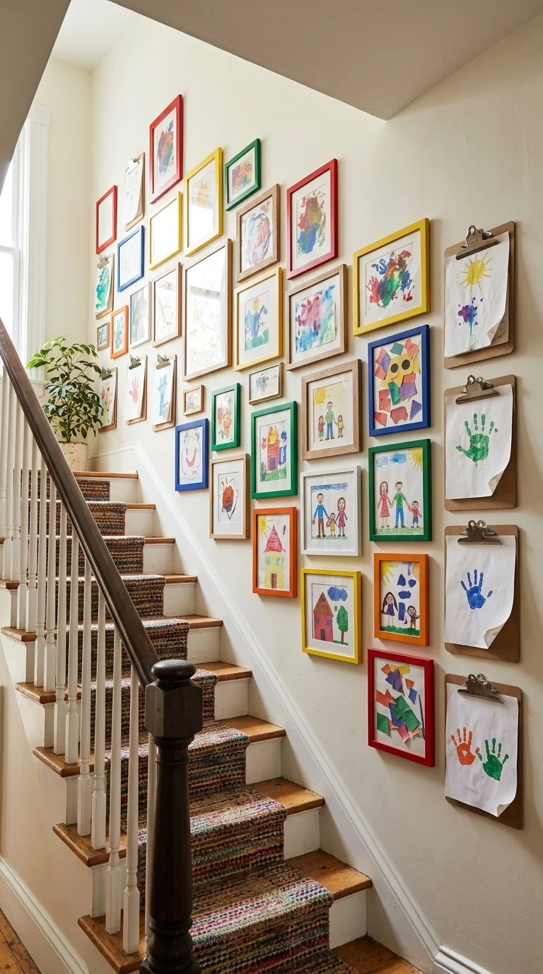 Colorful Children's Artwork Display