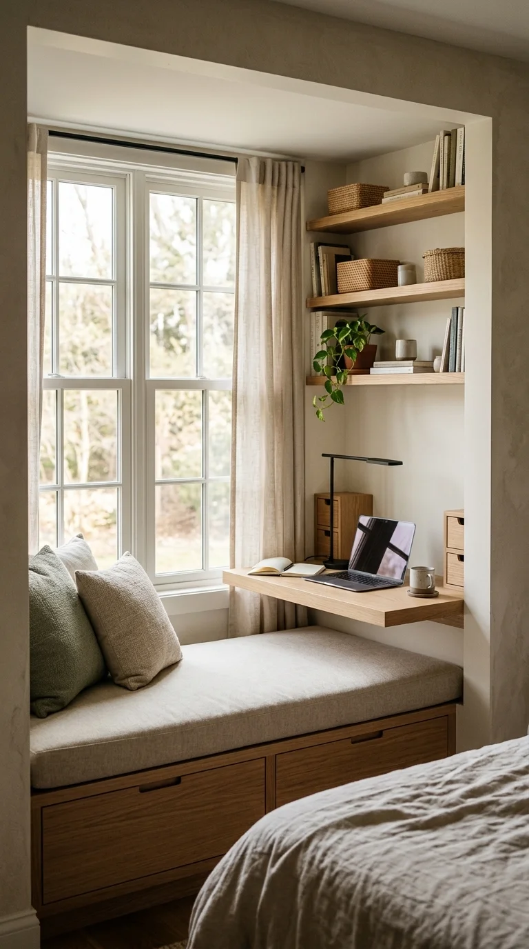 Compact Home Office Nook with Task Lighting