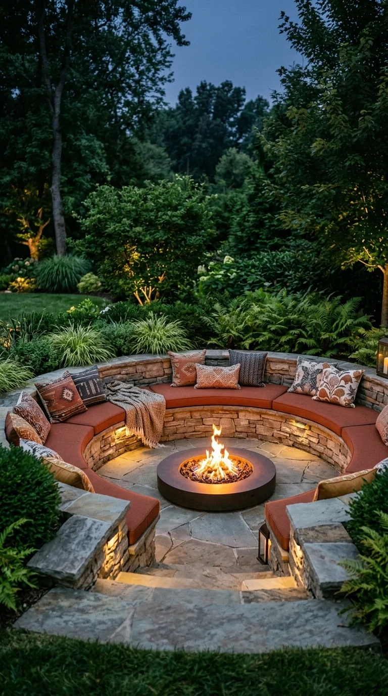 Elegant Built-In Stone Benches