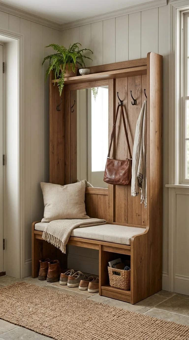 Entryway Hall Tree with Mirror