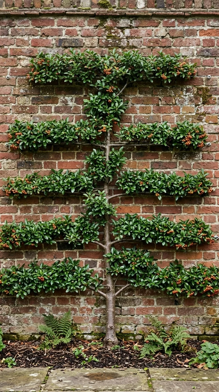 Evergreen Espalier Against a Wall