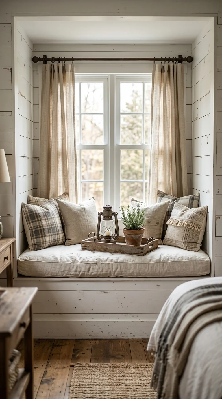 Farmhouse Chic Shiplap Window Bench