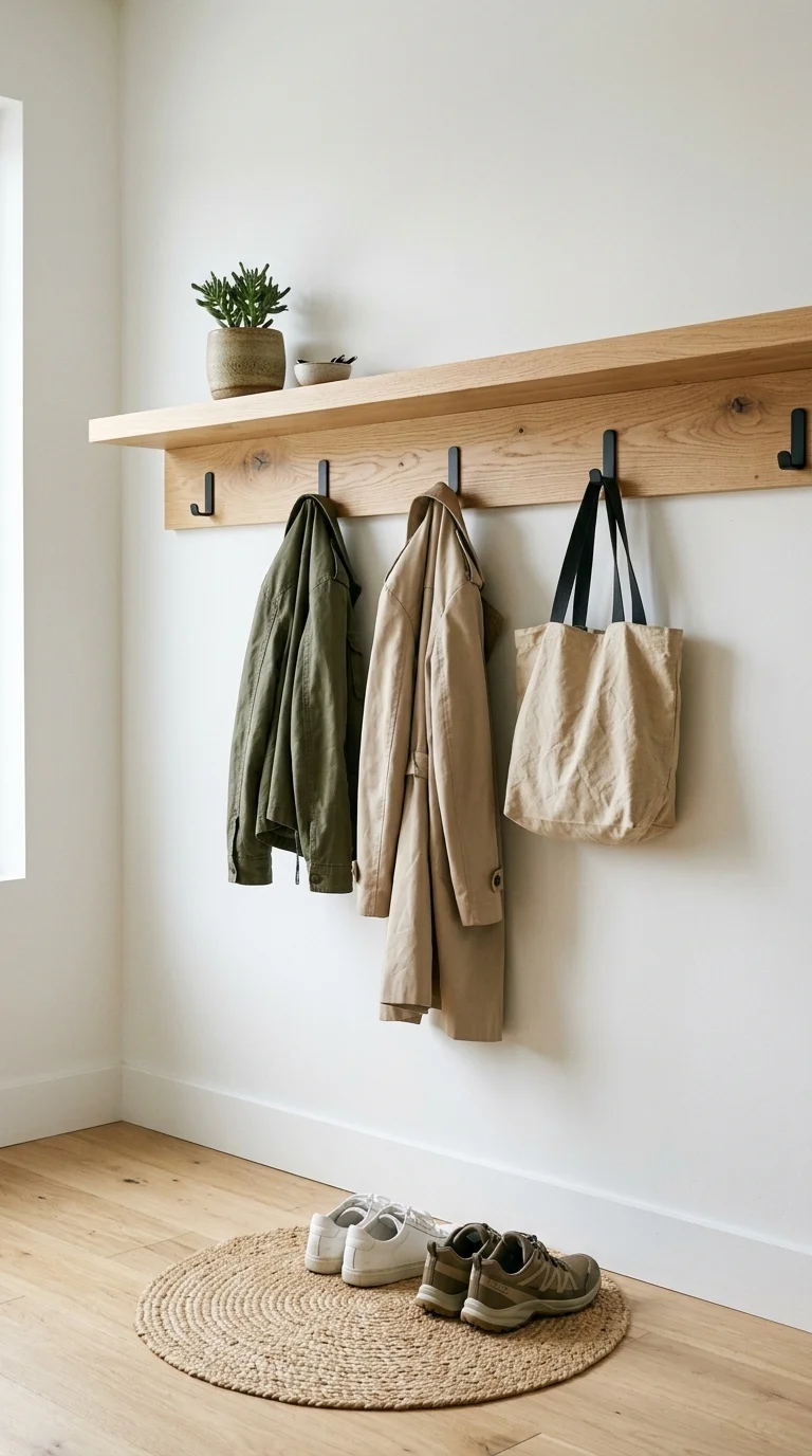 Floating Shelf and Hooks Combo