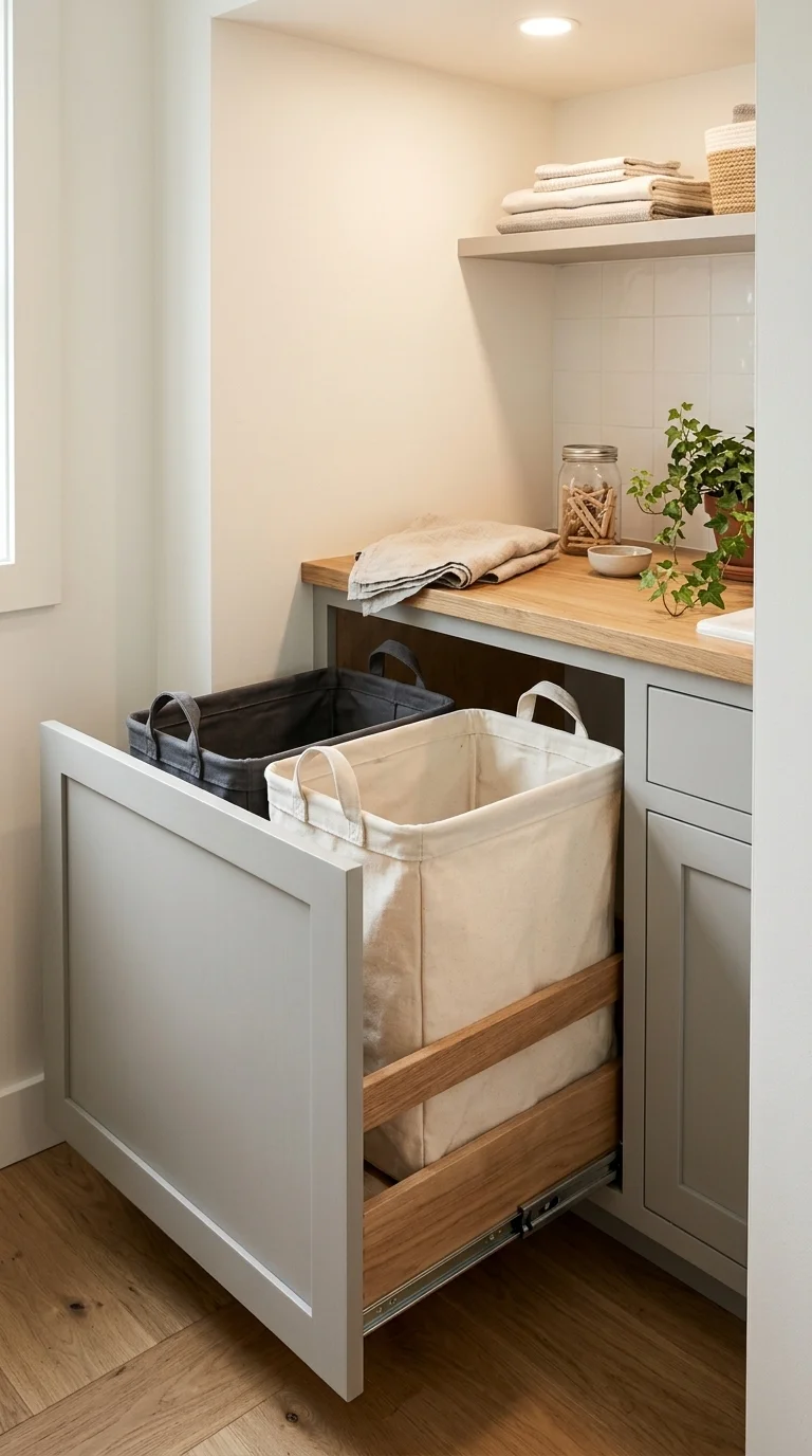 Integrate Pull-Out Hampers and Bins