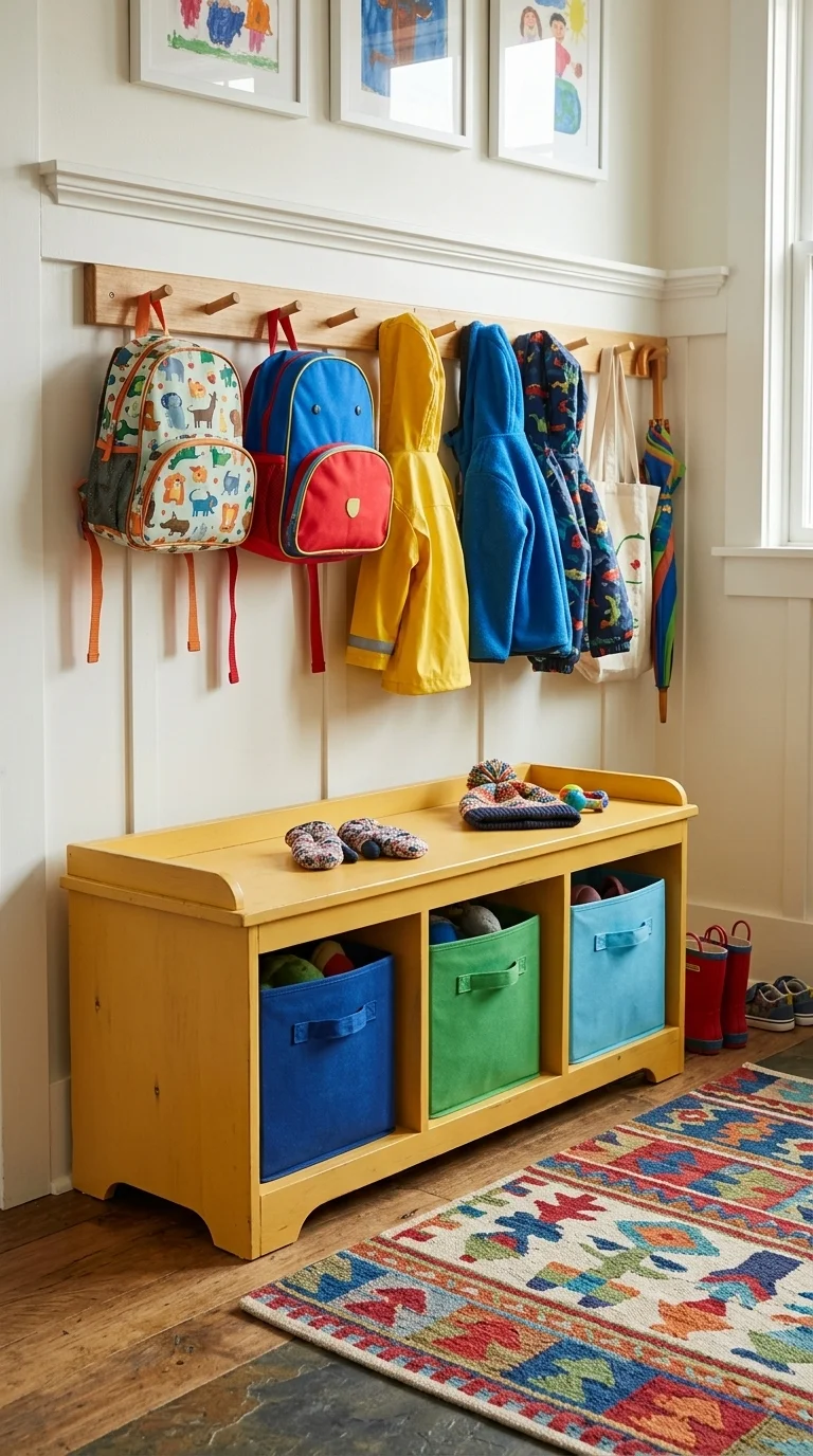 Kid-Friendly Lower Hooks and Bins