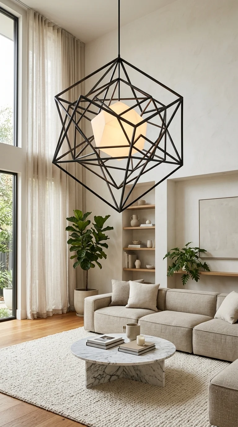 Large Geometric Metal Pendant