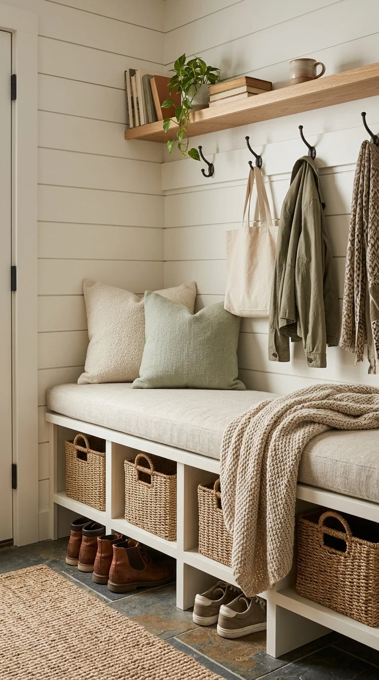 Mudroom with Cozy Seating and Pillows