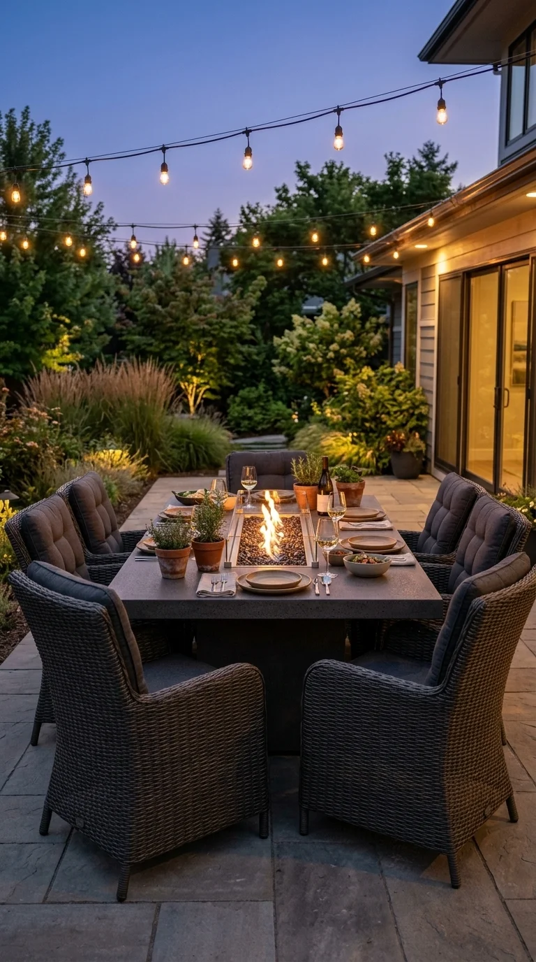 Practical Dining Height Fire Pit Table