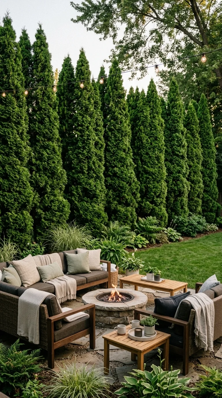 Privacy Screens with Tall Evergreen Shrubs