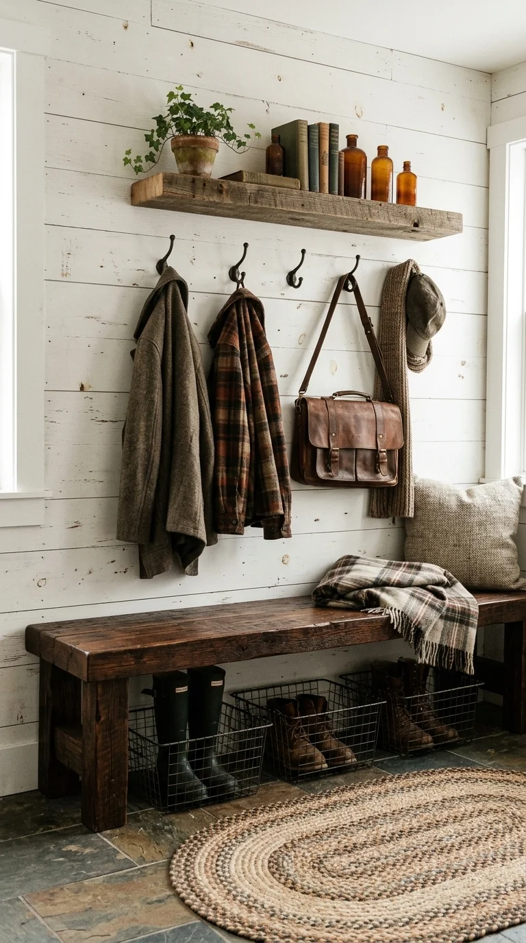 Rustic Farmhouse Entryway Nook