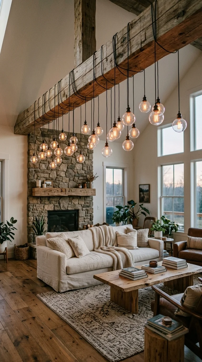 Rustic Wood Beam Suspension