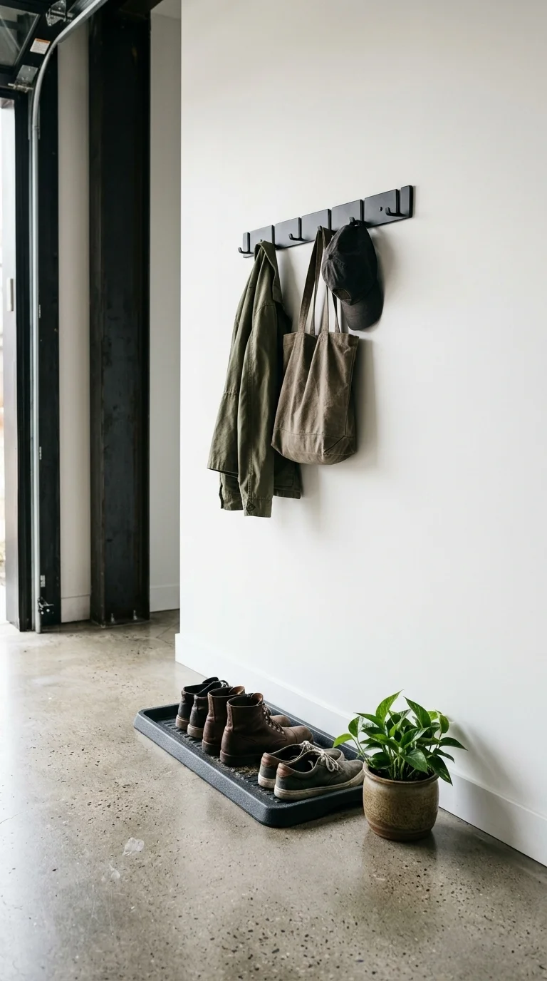 Slim Coat Rack and Shoe Tray