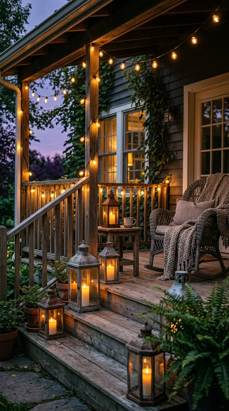 Strategic Lighting with Lanterns and String Lights