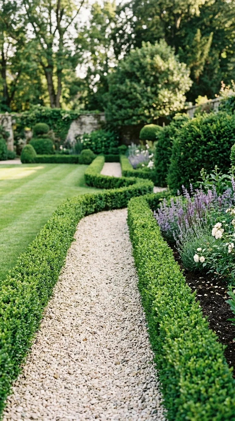 Structured Boxwood Hedges Defining Borders