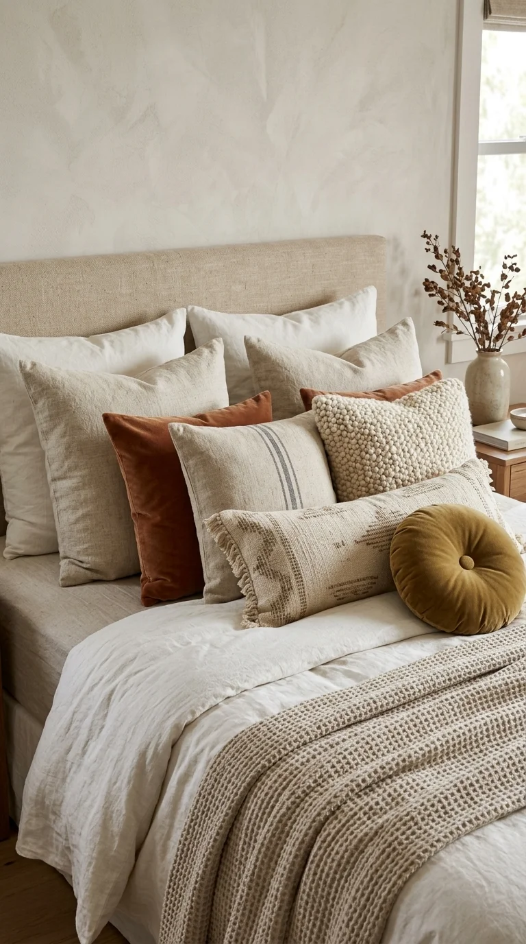 Varied Decorative Pillow Arrangement