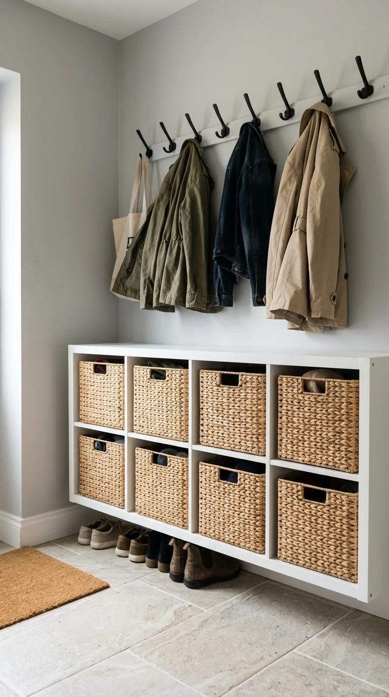 Wall-Mounted Cubbies with Baskets