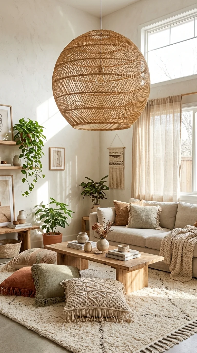 Woven Rattan Globe Light